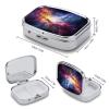 Nebula and Galaxy Pill Box 2 Compartment Waterproof Pill Case with Mirror Portable for Purse Pocket Daily Medicine Vitamin Organizer Travel Med Container Holder for Fish Oil Supplements view 2