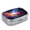 Nebula and Galaxy Pill Box 2 Compartment Waterproof Pill Case with Mirror Portable for Purse Pocket Daily Medicine Vitamin Organizer Travel Med Container Holder for Fish Oil Supplements view 3