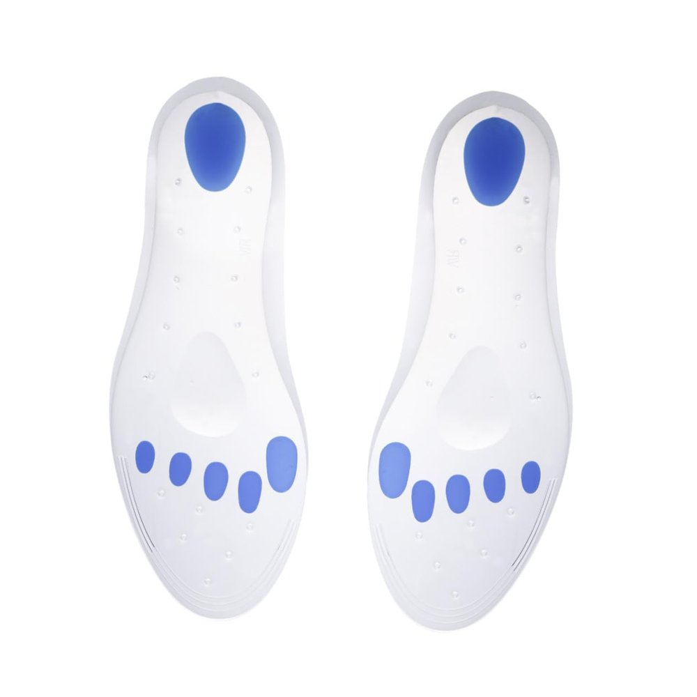 KOMBIUDA Clear Silicone Shoe Inserts for Plantar Fasciitis Relief Breathable Ventilated Insoles with Arch Support and Heel Cushioning Flexible Pads for Sports Shoes