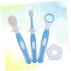 IWOWHERO Toothbrush Silicone Training Kit for Newborns and Soft Ultrafine Bristles with Tongue Cleaner Gentle Gum Massage Oral Care for Oral Hygiene Blue view 2