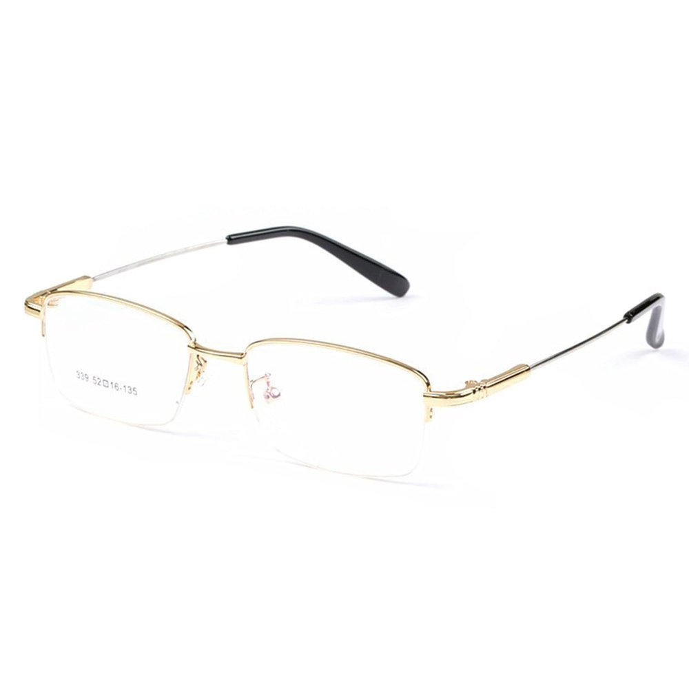OLOAMAILE Reading Glasses High Magnification Power Titanium Half Frame Ultra Clear Men +8.0 +9.0 Blue Light Blocking Reader (Gold, 9.5, x)