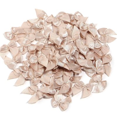 1000pcs Mini Satin Ribbon Bows Polyester Satin Ribbon Bows Colored for DIY Handmade Clothes Sewing Party Decoration Supplies(Champagne)