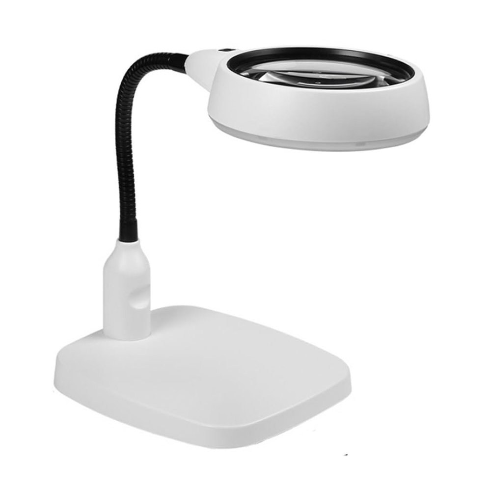 10X Desktop Metal Hose Magnifier, 21 LED Lights Cold and Warm Light Illuminated Magnifier, Hands Free Reading, Seniors, Hobbies, Crafts