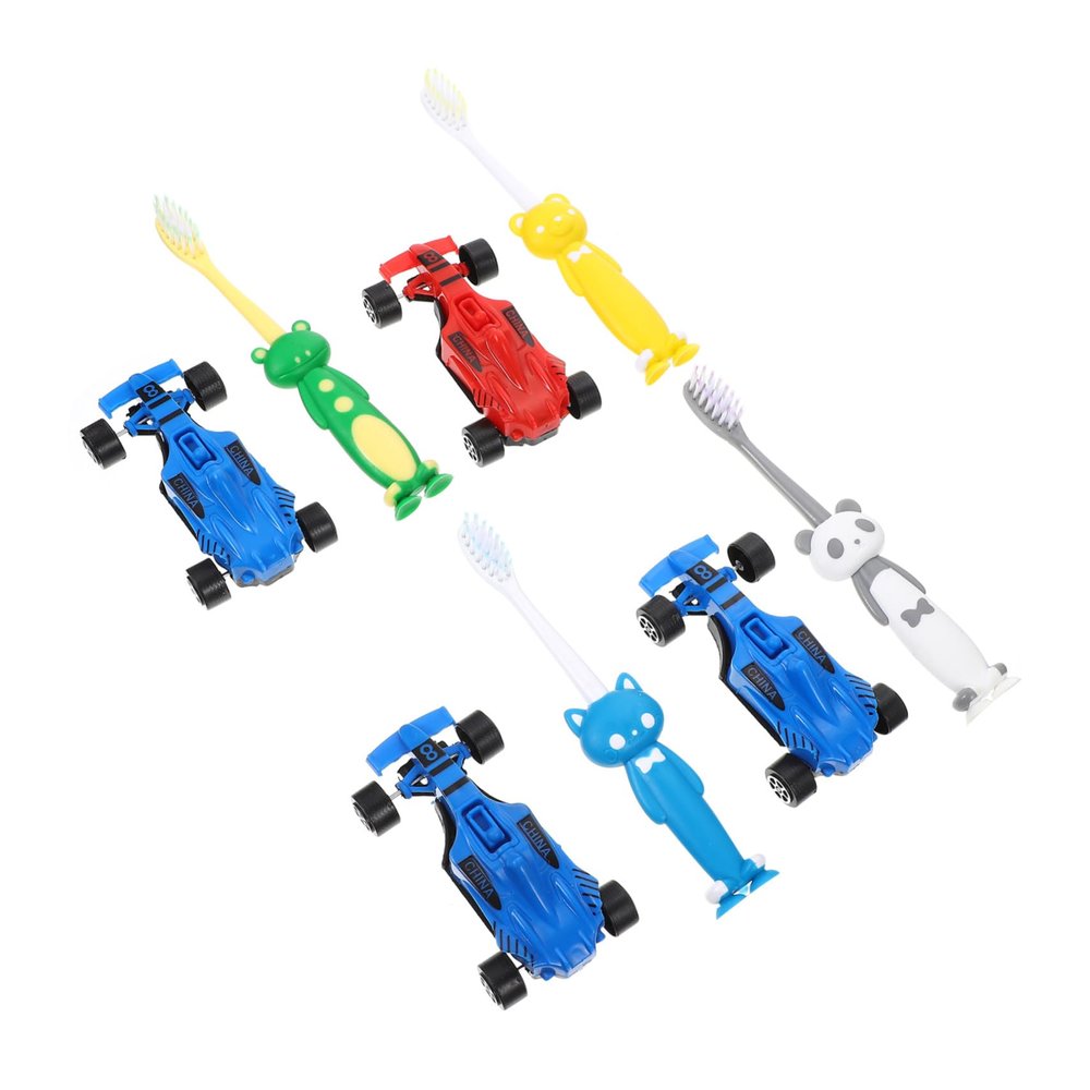 CONGARTENO 4 Sets Manual Toothbrush with Cartoon Animal Designs Soft Bristles Gentle Gum Massage Oral Care Tool for Fun Non-Slip Grip Mixed Styles
