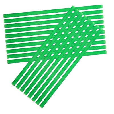 HAKIDZEL 100pcs Thick Plastic Drinking Straws Flat Mouth Design PP Material for Smoothies Milkshakes Cocktails Parties and Bar Supplies in Green