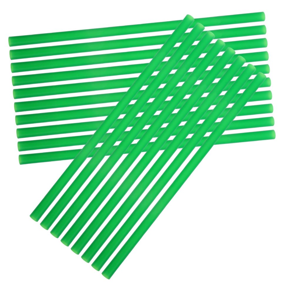 HAKIDZEL 100pcs Thick Plastic Drinking Straws Flat Mouth Design PP Material for Smoothies Milkshakes Cocktails Parties and Bar Supplies in Green