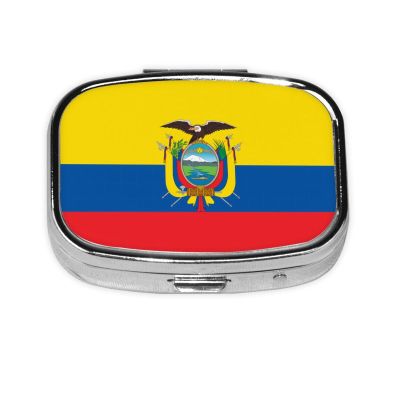 Flag of Ecuador Patterned Square mini Pill Box, can be Put into Wallet or Pocket Travel Pill Box, Store Various Small Items