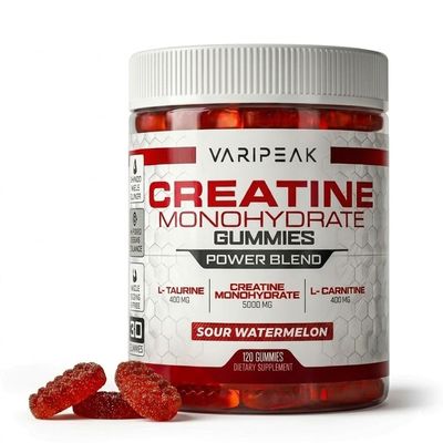 Creatine Monohydrate Gummies | Power Blend Complex | Optimized with L-Carnitine and L-Taurine | for Muscle Support, Recovery, Strength, and Energy | for Men and Women | 120 Count (Sour Watermelon)