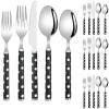 20 Pcs Silverware Set, Long Handle Thickened Design, Black White Polka Dot Pattern, 18/10 Stainless Steel Flatware For 4 People(Black) view 1
