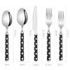20 Pcs Silverware Set, Long Handle Thickened Design, Black White Polka Dot Pattern, 18/10 Stainless Steel Flatware For 4 People(Black) view 2