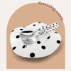 20 Pcs Silverware Set, Long Handle Thickened Design, Black White Polka Dot Pattern, 18/10 Stainless Steel Flatware For 4 People(Black) view 3