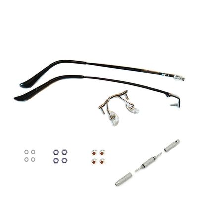 1 Pair Metal Frame Arms Rimless Titanium Alloy Glasses Legs and Nose Bridge Eyeglass Eyewear Replacement Temple (Single Hole)