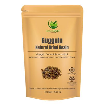 Hasyadeep Guggulu Gum Resin | Commiphora wightii | Traditional Ayurvedic Herb (50gm/1.76oz)