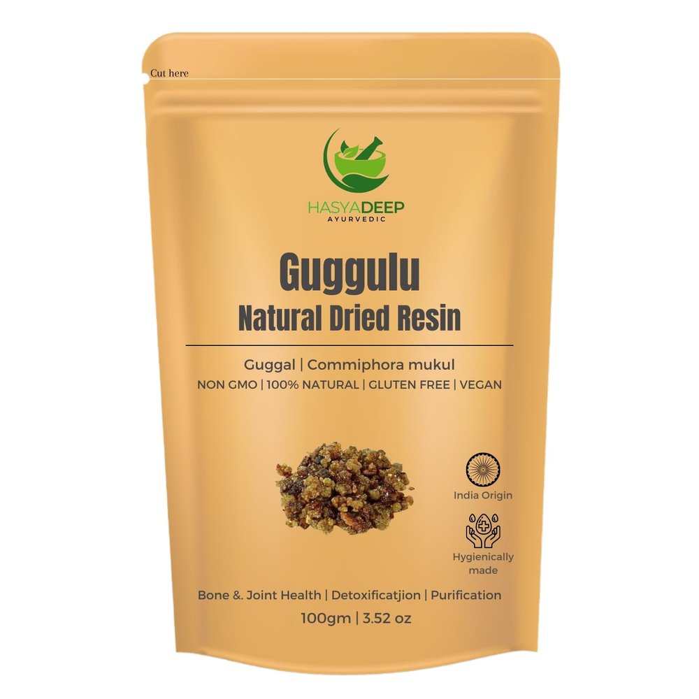 Hasyadeep Guggulu Gum Resin | Commiphora wightii | Traditional Ayurvedic Herb (50gm/1.76oz)