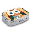 Animal Cartoon Owls Cute Pill Box 2 Compartment Waterproof Pill Case with Mirror Portable for Purse Pocket Daily Medicine Vitamin Organizer Travel Med Container Holder for Fish Oil Supplements view 3