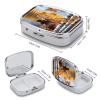 Fall Birch Leaves Elk Pill Box 2 Compartment Waterproof Pill Case with Mirror Portable for Purse Pocket Daily Medicine Vitamin Organizer Travel Med Container Holder for Fish Oil Supplements view 2