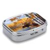 Fall Birch Leaves Elk Pill Box 2 Compartment Waterproof Pill Case with Mirror Portable for Purse Pocket Daily Medicine Vitamin Organizer Travel Med Container Holder for Fish Oil Supplements view 3
