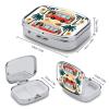 Summer Bus Palm Tree Pill Box 2 Compartment Waterproof Pill Case with Mirror Portable for Purse Pocket Daily Medicine Vitamin Organizer Travel Med Container Holder for Fish Oil Supplements view 2