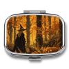 Pumpkins and Ferns Pill Box 2 Compartment Waterproof Pill Case with Mirror Portable for Purse Pocket Daily Medicine Vitamin Organizer Travel Med Container Holder for Fish Oil Supplements view 1