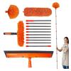 2in1 Ceiling Duster Window Cleaning Brush Telescopic Microfiber Dust Cleaning Brush Glass Wiper Ceiling Window Cleaning Tool(Orange) view 2