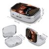 Leather Boots Hat Rustic Metal Pill Organizer, 2 Compartment Waterproof Pill Case with Mirror for Purse Pocket Bag, Daily Medicine Vitamin Holder, Portable Travel Med Container(Square) view 2