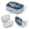 Sharks Nautical Pill Box 2 Compartment Waterproof Pill Case with Mirror Portable for Purse Pocket Daily Medicine Vitamin Organizer Travel Med Container Holder for Fish Oil Supplements view 2