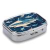 Sharks Nautical Pill Box 2 Compartment Waterproof Pill Case with Mirror Portable for Purse Pocket Daily Medicine Vitamin Organizer Travel Med Container Holder for Fish Oil Supplements view 3