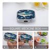 Sharks Nautical Pill Box 2 Compartment Waterproof Pill Case with Mirror Portable for Purse Pocket Daily Medicine Vitamin Organizer Travel Med Container Holder for Fish Oil Supplements view 4