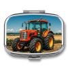 Company Farm Tractors Pill Box 2 Compartment Waterproof Pill Case with Mirror Portable for Purse Pocket Daily Medicine Vitamin Organizer Travel Med Container Holder for Fish Oil Supplements view 1