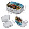 Company Farm Tractors Pill Box 2 Compartment Waterproof Pill Case with Mirror Portable for Purse Pocket Daily Medicine Vitamin Organizer Travel Med Container Holder for Fish Oil Supplements view 2