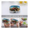Company Farm Tractors Pill Box 2 Compartment Waterproof Pill Case with Mirror Portable for Purse Pocket Daily Medicine Vitamin Organizer Travel Med Container Holder for Fish Oil Supplements view 4