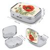 Poppy Painting Pill Box 2 Compartment Waterproof Pill Case with Mirror Portable for Purse Pocket Daily Medicine Vitamin Organizer Travel Med Container Holder for Fish Oil Supplements view 2