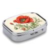 Poppy Painting Pill Box 2 Compartment Waterproof Pill Case with Mirror Portable for Purse Pocket Daily Medicine Vitamin Organizer Travel Med Container Holder for Fish Oil Supplements view 3
