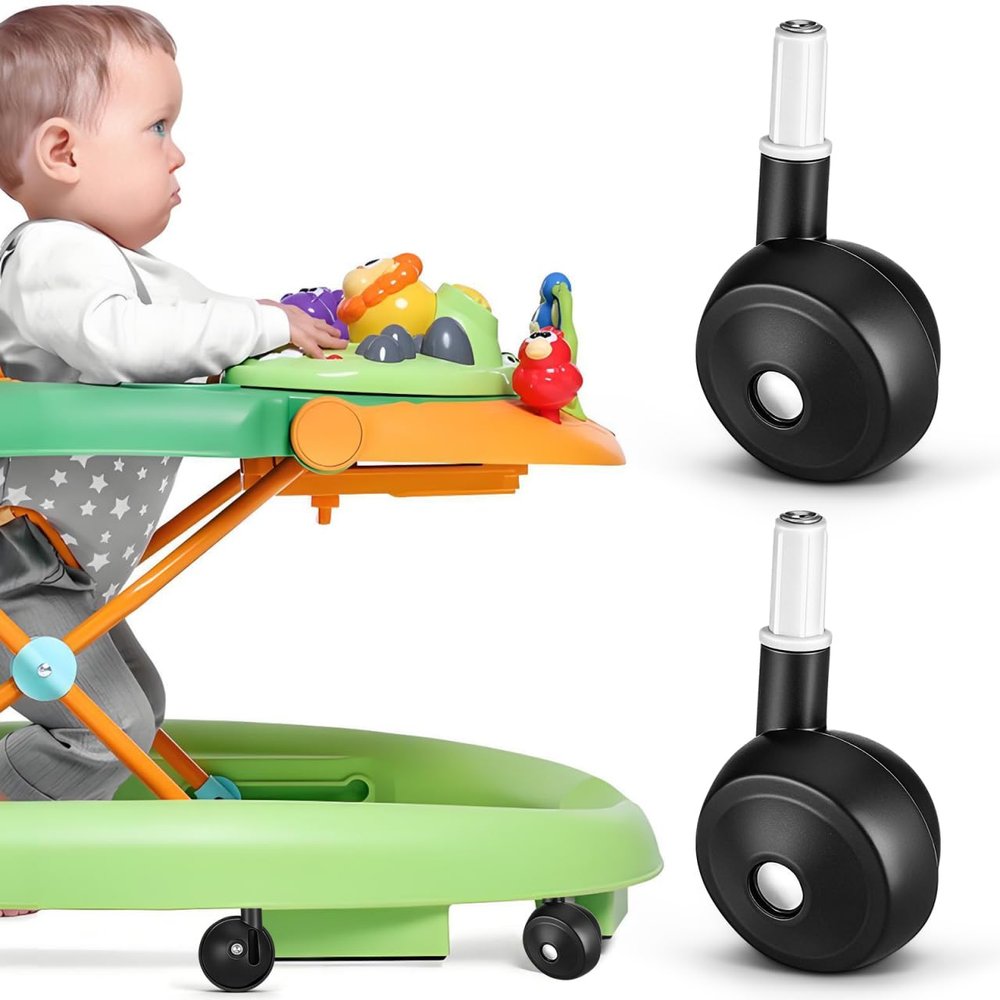 iplusmile 4Pcs Baby Walker Replacement Wheels Universal Quiet Swivel Caster for Trend Strollers and Infant Walkers Easy Installation Durable Plastic Parts 3.07in