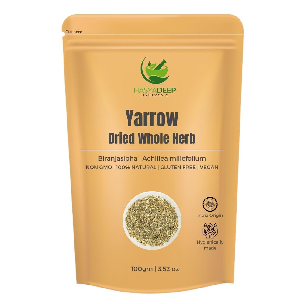 Hasyadeep Yarrow Whole Herb | (Biranjasipha) | Achillea Millefolium | Withania somnifera | Traditional Ayurvedic Herb (100gm/3.52oz)