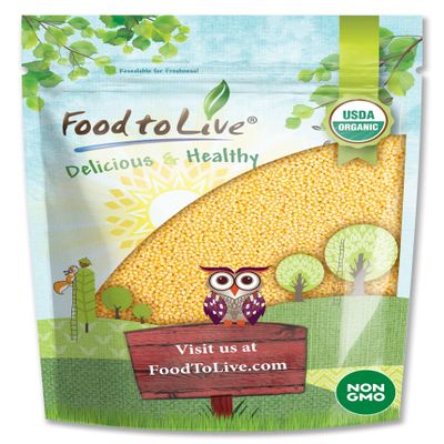 Food to Live Organic Hulled Millet, 5 Pounds Whole Grain Seeds, Non-GMO, Kosher, Raw, Bulk, Product of the USA