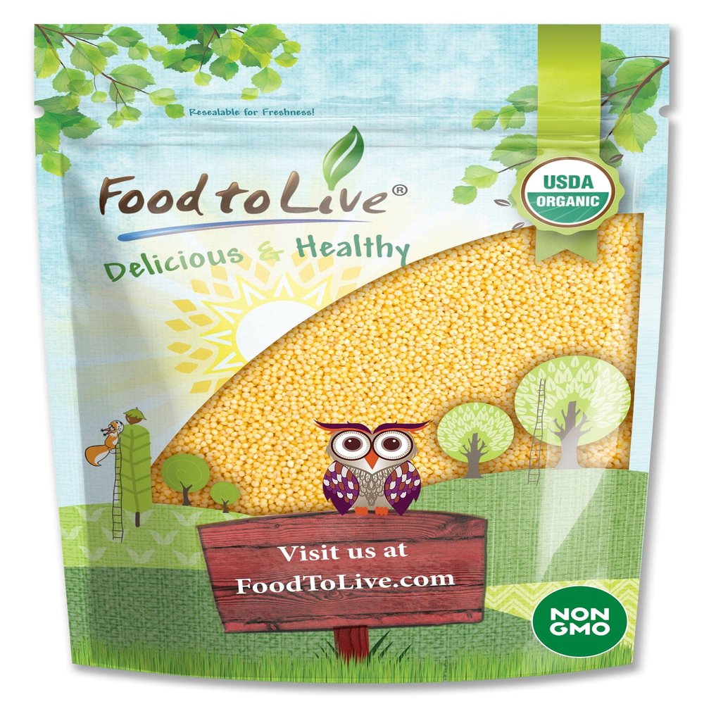 Food to Live Organic Hulled Millet, 3 Pounds Whole Grain Seeds, Non-GMO, Kosher, Raw, Bulk, Product of the USA