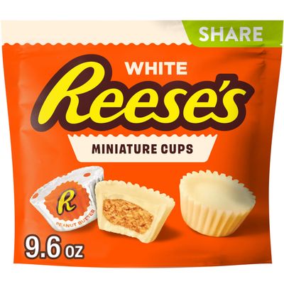 REESE'S Miniatures White Creme Peanut Butter Cups, Candy Share Pack, 9.6 oz