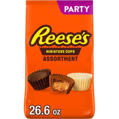 REESE'S Miniatures Assorted Flavored Peanut Butter Cups, Candy Party Pack, 26.6 oz