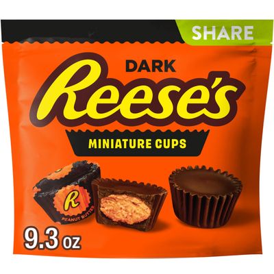 REESE'S Miniatures Dark Chocolate Peanut Butter Cups, Candy Share Pack, 9.3 oz