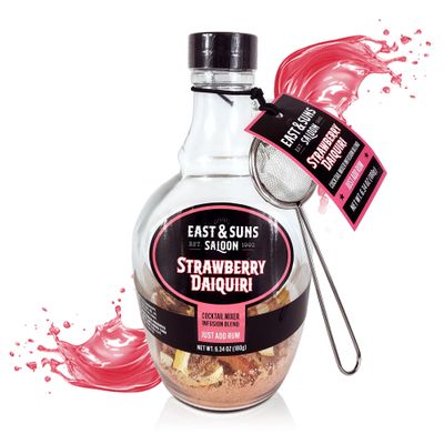"""MR Infusion Bottle with Metal Strainer ? Cocktail Kit for Infusions and Cocktail Mixers, Includes Dehydrated Strawberries and Dried Fruit for Cocktails, Ideal Drink Mixers for Cocktails"""
