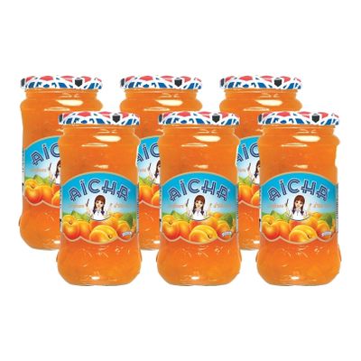 Aicha Apricot Fruit Spread, Moroccan Jam, Glass Jars, 370ml, 6 Pack