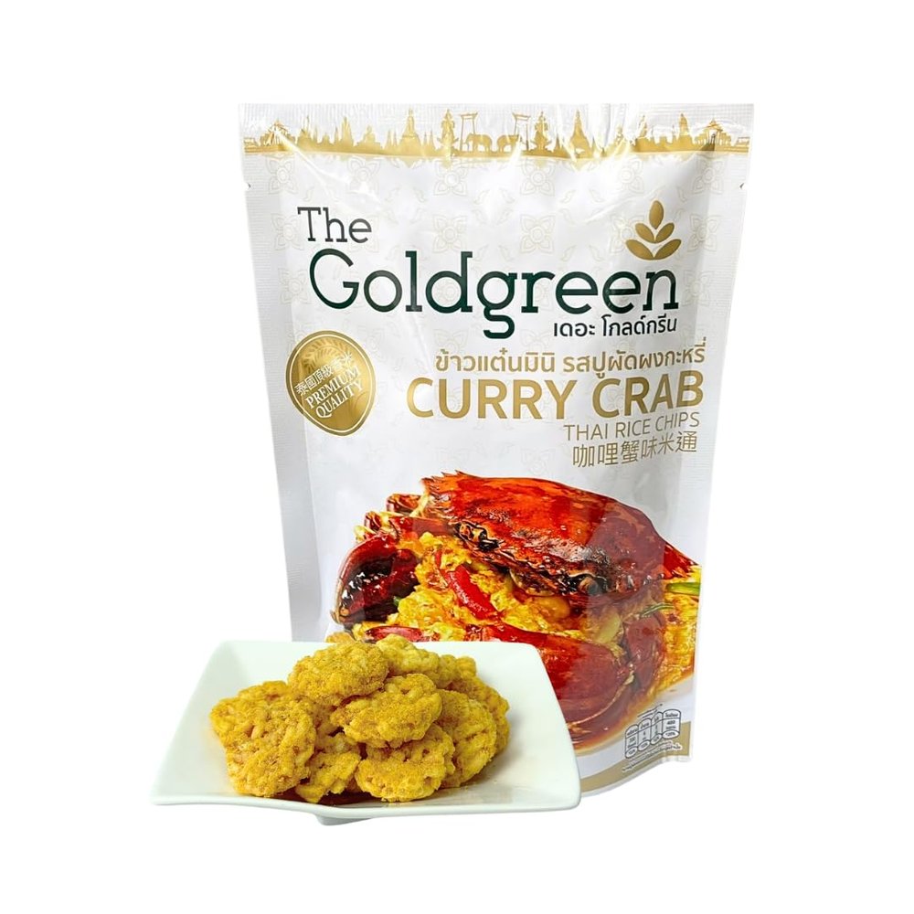 Crispy Thai Rice Chips Curry Crab Flavor 40g x 3 Pack Savory Thai Snack, Rice Crackers from Thailand (Curry Crab Flavor)
