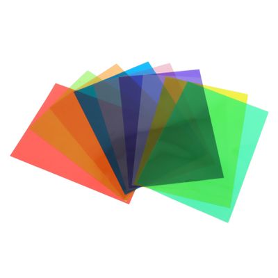 HAKIDZEL 9 Sheets Transparent Colored Cellophane Paper PVC Wrap for DIY Crafts Vibrant Wrapping Material in Red Orange Yellow Green Blue Purple Pink Light-transmitting Sheets for Creative