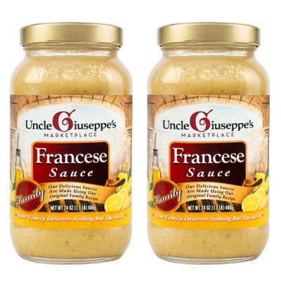 Uncle Giuseppes Francese Sauce, 24 oz | Classic Italian Lemon Butter Wine Sauce | Ready-to-Use Gourmet | All-Natural, No Preservatives [Pack of 2]
