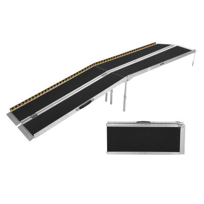 10 FT Portable Wheelchair Ramp,Aluminum Wheelchair Ramp for Home Steps with Non-Skid Surface and Reflective Strips,600 LBS Weight Capacity