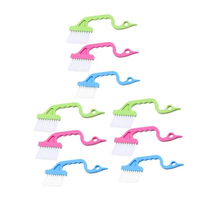 Anneome 9Pcs Handheld Groove Cleaning Brushes Swan-Shaped Crevice Gap Cleaners for Windows Keyboards with Soft and Stiff Bristles in Rosy Blue Green Deep Cleaning Tool for Home Use