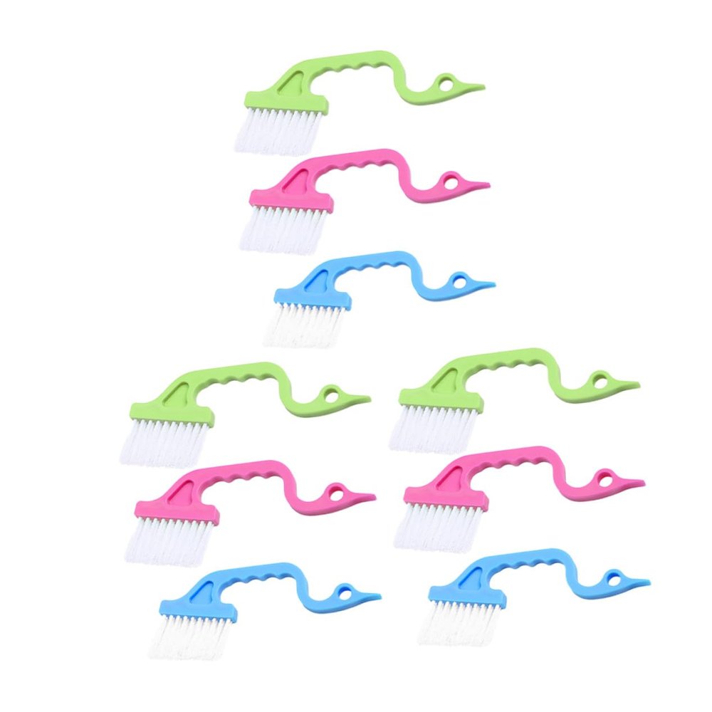 Anneome 9Pcs Handheld Groove Cleaning Brushes Swan-Shaped Crevice Gap Cleaners for Windows Keyboards with Soft and Stiff Bristles in Rosy Blue Green Deep Cleaning Tool for Home Use