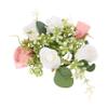 COOLHIYA Artificial Rose Candle Ring Wreath with Vivid Floral Accents Elegant Taper Candle Holder Decoration for Spring Farmhouse Layout Romantic Table Centerpiece for Weddings and Indoor view 1