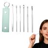 6 Pcs Stainless Steel Ear Pick Earwax Removal Kit, Spiral and Spring Ear Cleaner Tool Set, Innovative Spring Earwax Cleaner Tool Set with Portable Storage Box for Men and Women (Light Green) view 1